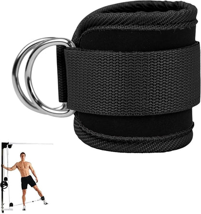 Adjustable Ankle Straps for Cable Machines | D-Ring Leg Extension and Hip Abductor Attachments for Home Gym Workouts
