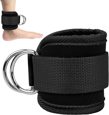 Adjustable Ankle Straps for Cable Machines | D-Ring Leg Extension and Hip Abductor Attachments for Home Gym Workouts