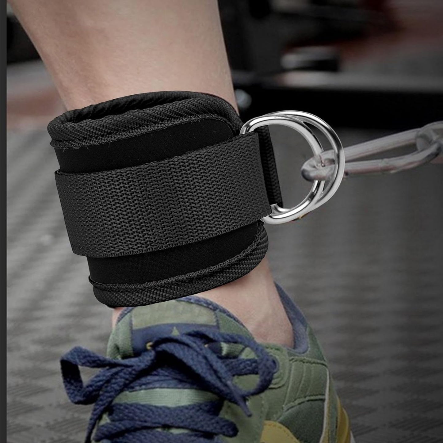 Adjustable Ankle Straps for Cable Machines | D-Ring Leg Extension and Hip Abductor Attachments for Home Gym Workouts