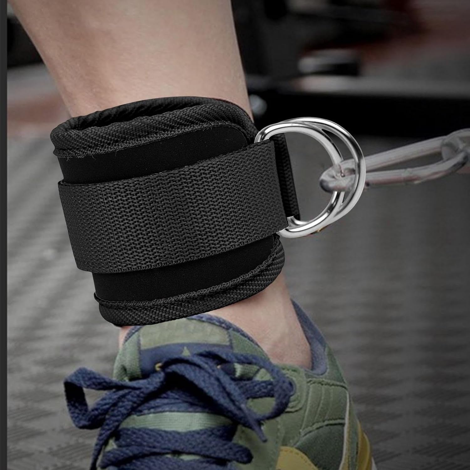 Adjustable Ankle Straps for Cable Machines | D-Ring Leg Extension and Hip Abductor Attachments for Home Gym Workouts