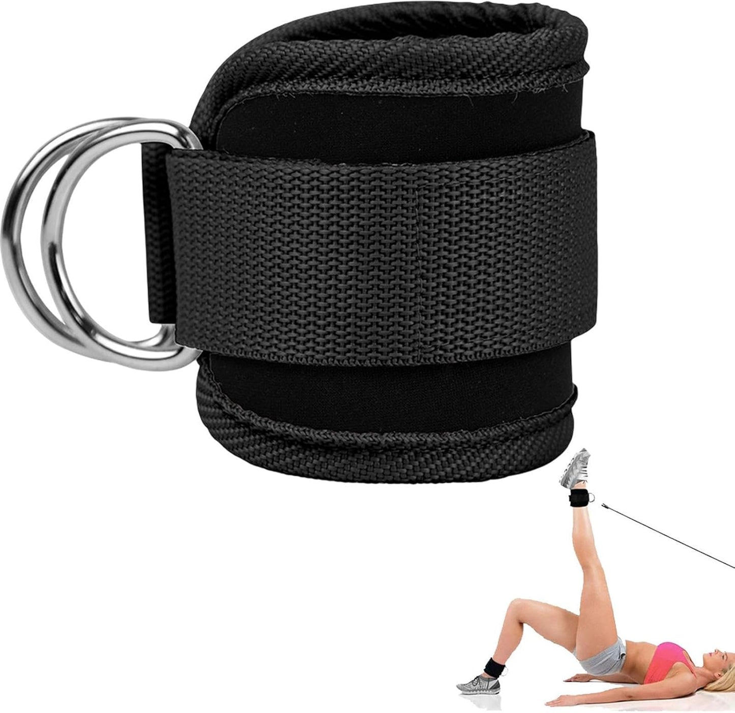 Adjustable Ankle Straps for Cable Machines | D-Ring Leg Extension and Hip Abductor Attachments for Home Gym Workouts